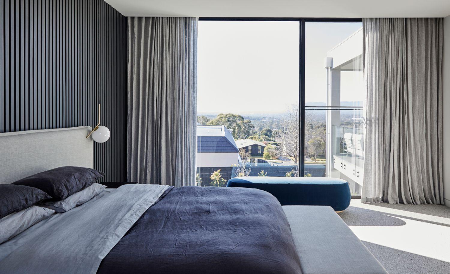 Full Wall Windows In Master Bedroom With A View