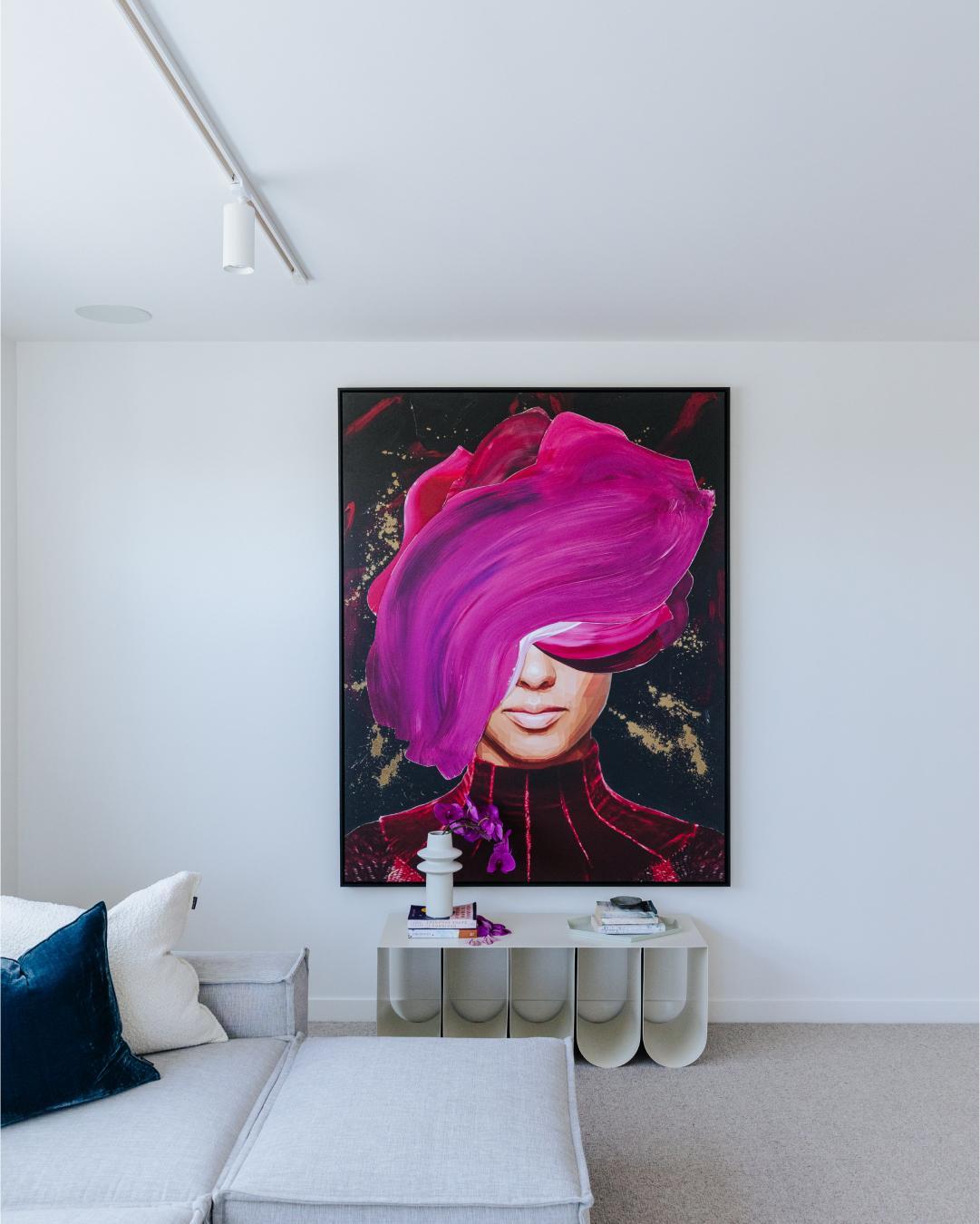 Brent Rosenberg's painting, 'the way I stare' hung in the Elba display home
