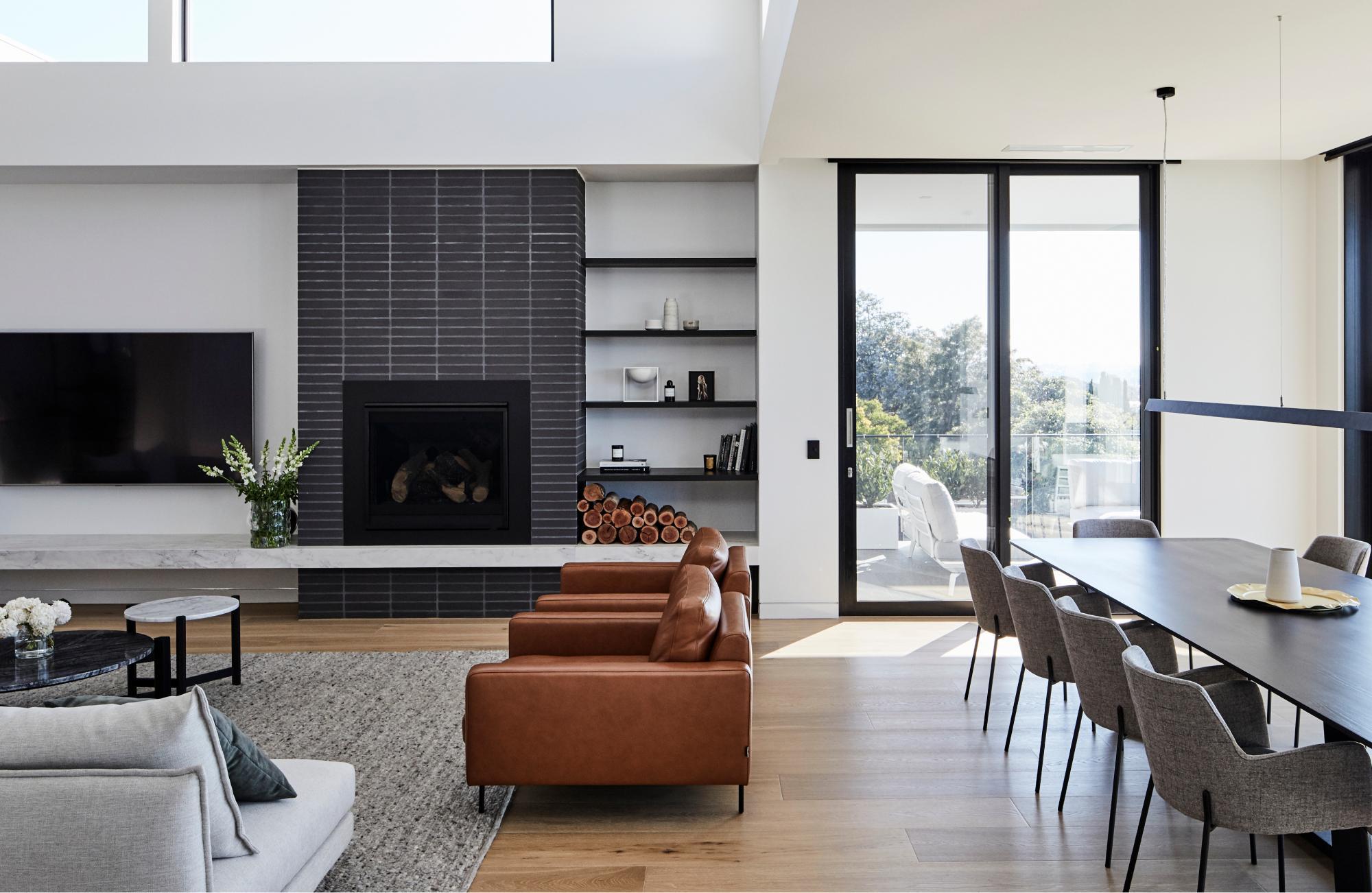 Contemporary Mid Century Styling In Living Room Utilising Warm Tones 
