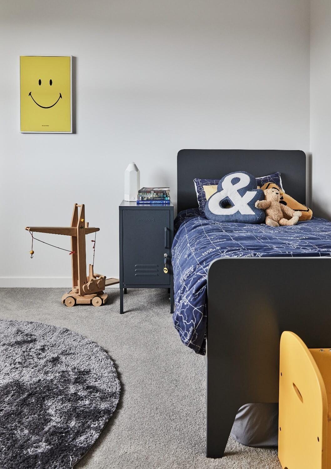 Blue And Yellow Furnishing In Child's Bedroom