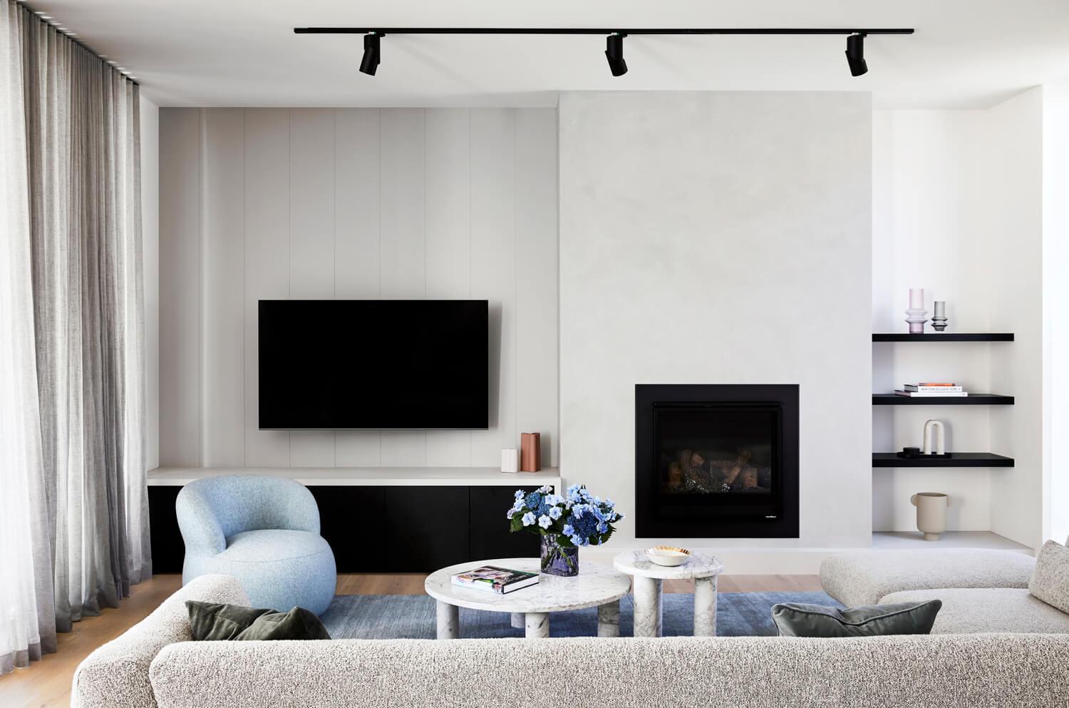 Neutral Tone Minimalist Living Area With Contemporary Furniture